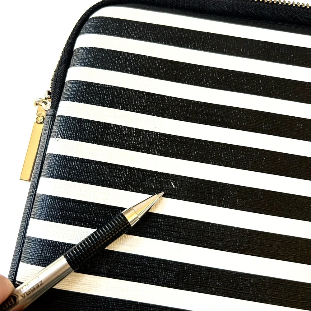 Kate Spade Black and White Striped Tablet Sleeve Like New